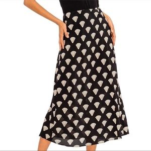 Rixo London Kelly Gold Foil Shell Skirt Size L NWT